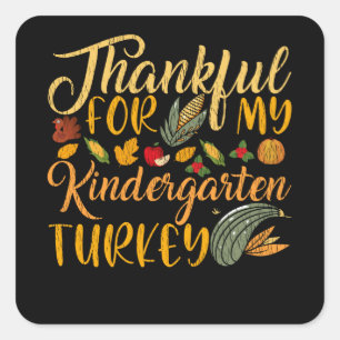 Dankbare Kleuterkalkoenen Thanksgiving Leraar Vierkante Sticker