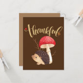 Dankbare Kute Kawaii Egel  Herfst Dankbaar Kaart (Voorkant / Achterkant in situ)