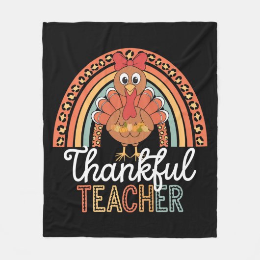 Dankbare Leraar Gezegende Thanksgiving School Fleece Deken (Voorkant)