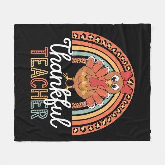 Dankbare Leraar Gezegende Thanksgiving School Fleece Deken (Voorkant (Horizontaal))