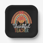 Dankbare Leraar Gezegende Thanksgiving School Papieren Bordje (Voorkant)