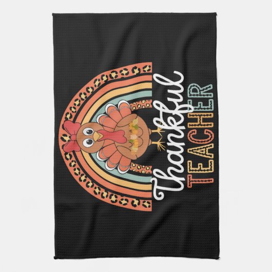 Dankbare Leraar Gezegende Thanksgiving School Theedoek (Verticaal)