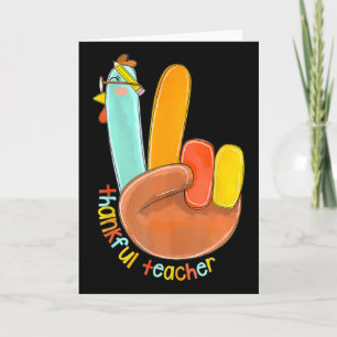 Dankbare Leraar Grappige Thanksgiving Vrede Hand S Kaart
