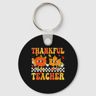 Dankbare Leraar Retro Groovy Thanksgiving Herfst W Sleutelhanger