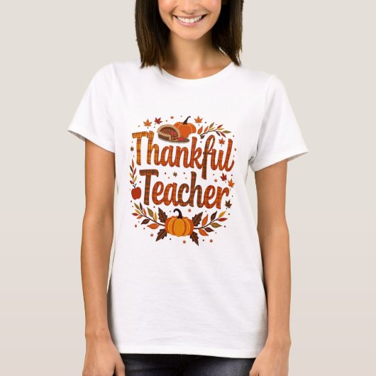 Dankbare leraar Thanksgiving T-shirt (Voorkant)