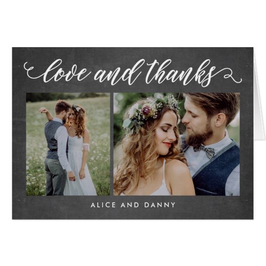 Dankbare Liefde Trouwen Dank u Card Chalk (Voorkant Horizontaal)