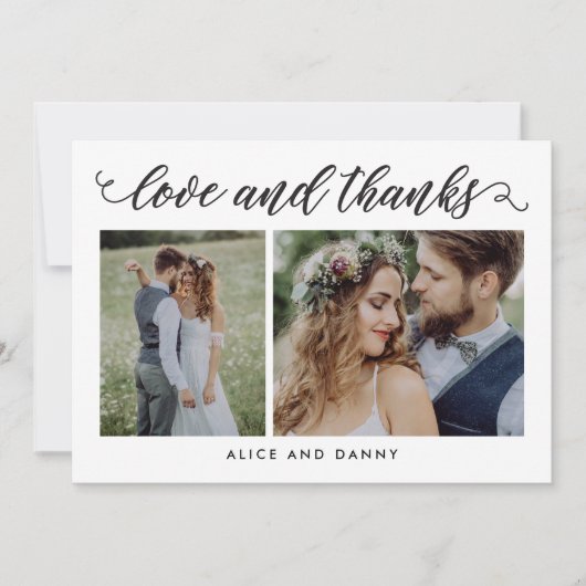Dankbare Liefde Trouwfoto Dank u Kaart Wit (Voorkant)