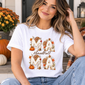 Dankbare Mama thanksgiving herfst bloemrijke pompo Tri-Blend Shirt