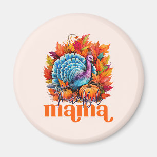 Dankbare Mama Turkije en herfst bladeren gebladert Magneet