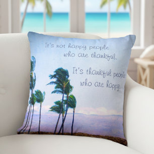 Dankbare mensen Happy Quote Hawaii Palmboom Foto Kussen