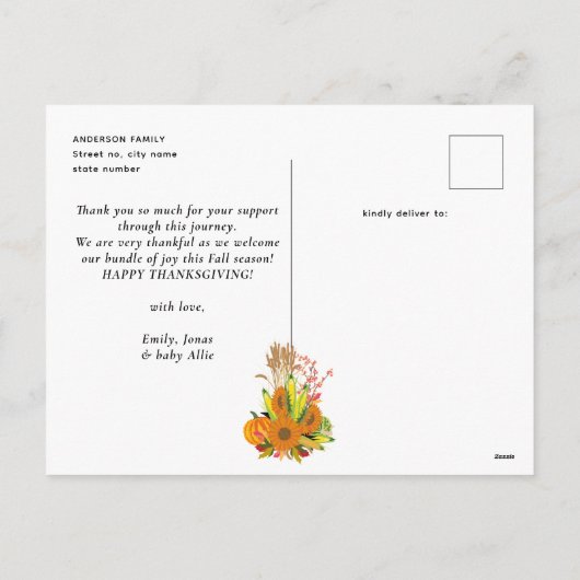 Dankbare Minimal Photo Collage Herfst Baby Dank u Feestdagenkaart (Achterkant)