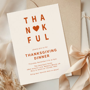 Dankbare Moderne Minimalistische Thanksgiving-dine Kaart
