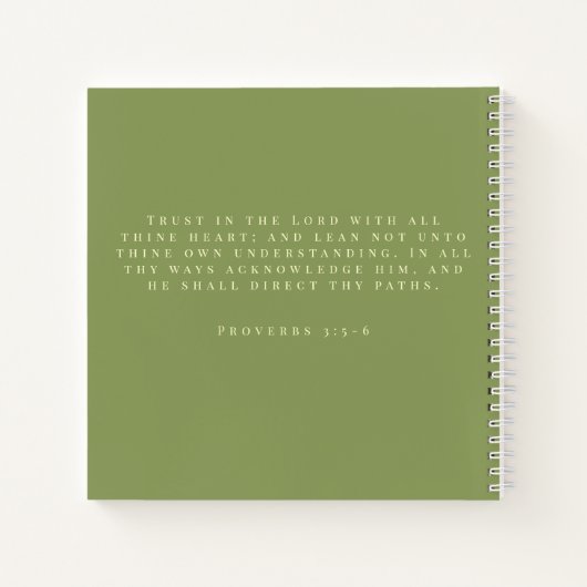 Dankbare Moss Green Cream Script Sermon Notes Notitieboek (Achterkant)