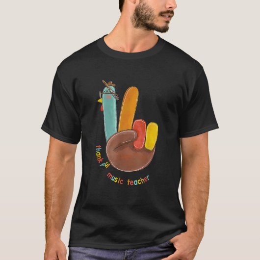 Dankbare muziekleraar Vredesteken Turkije Hand dan T-shirt (Voorkant)