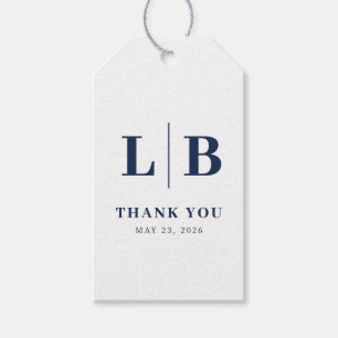 Dankbare Navy Blauwe Serif Bruiloft Favor Tag Cadeaulabel
