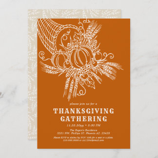 dankbare oogst | Thanksgiving Partij Sinaasappel Kaart