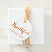 Dankbare oranje aangepaste script kraft Thanksgivi Bedankjes Labels (In situ)