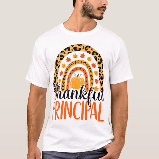Dankbare Principal Rainbow Herfst Principal T-shirt (Voorkant)