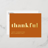 Dankbare Retro Typografie Oranje Thanksgiving Folie Feestdagen Briefkaart (Voorkant / Achterkant)
