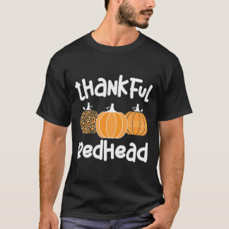 Dankbare roodharige Thanksgiving roodharige vrouw T-shirt