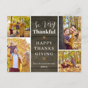 Dankbare rustieke Herfst Thanksgiving familiefoto Feestdagenkaart