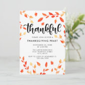 Dankbare Script Herfst Bladerdek Waterverf Bladere Kaart (Staand voorkant)