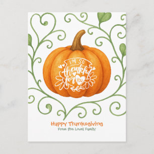 Dankbare Thanksgiving Dankbare Scroll Pompoen Feestdagenkaart