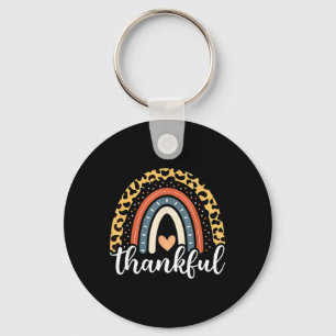 Dankbare Thanksgiving Rainbow Leopard Print 2024 Sleutelhanger