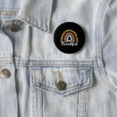 Dankbare Thanksgiving Rainbow Leopard Print Ronde Button 5,7 Cm (In situ)