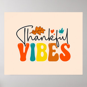 Dankbare Vibes Herfst Herfst Thanksgiving Poster
