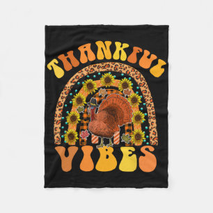 Dankbare Vibes Rainbow Turkije Herfst Retro Groovy Fleece Deken