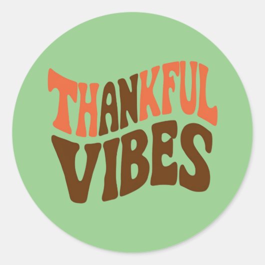 Dankbare Vibes Thanksgiving  Dankbaar Ronde Sticker (Voorkant)