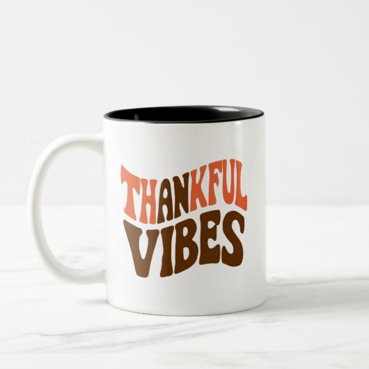 Dankbare Vibes Thanksgiving  Dankbaar Tweekleurige Koffiemok (Links)