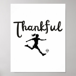 Dankbare Voetbalspeler Meisje Thanksgiving Footlle Poster