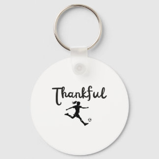 Dankbare Voetbalspeler Meisje Thanksgiving Footlle Sleutelhanger