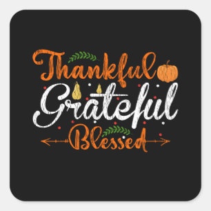 Dankbare Zegenrijke Familie Kids Matching Thanksgi Vierkante Sticker