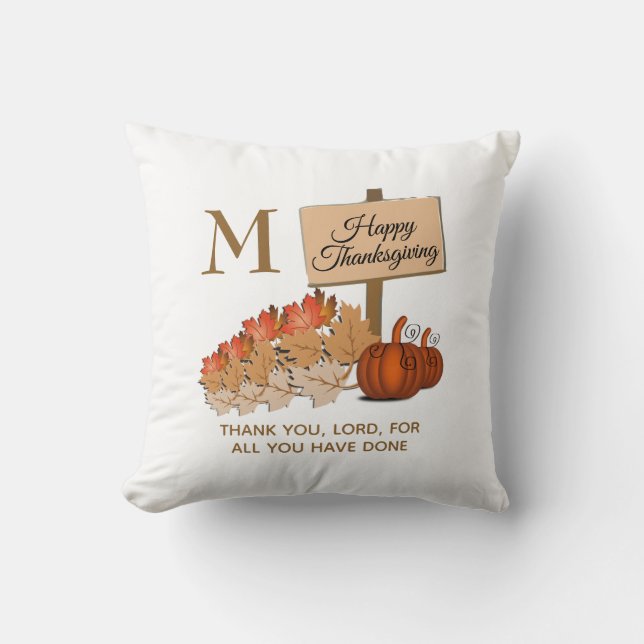 DANKDAG Christelijk Monogram Kussen (Voorkant)