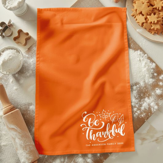 Dankdag Dankbaar Script Oogst Oranje Theedoek