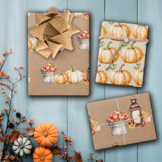 Dankdag Geef Dank Pompoenen Appels Inpakpapier Vel