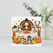 Dankdag met vrienden feestdagenkaart (Staand voorkant)