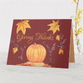 Dankdag Pompoen Waterverf Kaart (Gele Bloem)