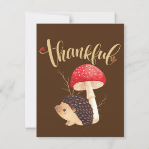 Dankdag Schattig Kawaii Egel Herfst Dankbaar Kaart
