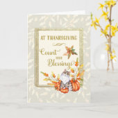 Dankdag Tel Uw Zegeningen Kat Kaart (Gele Bloem)