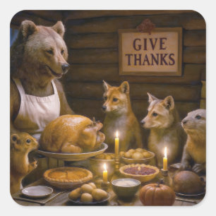 Dankdag Wilde Eend Diner Vierkante Sticker