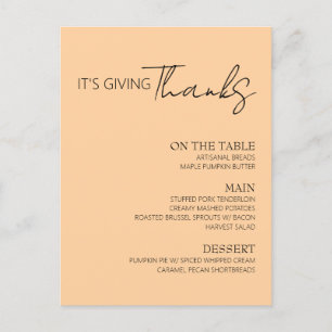 Dankdagmenu Uitnodiging Briefkaart