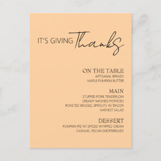 Dankdagmenu Uitnodiging Briefkaart