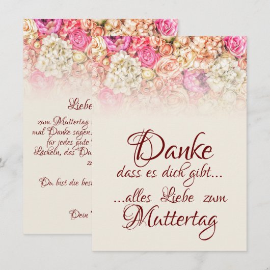 Danke, dass es dich gibt - Muttertag (Voorkant / Achterkant)