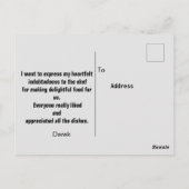 Danken aan chef Ansichtkaart Briefkaart (Achterkant)