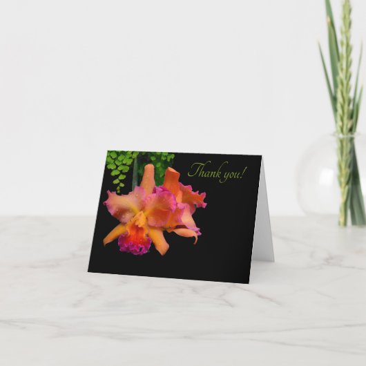 Danken de Roze, Rode & Oranje Orchideeën van de Bedankkaart (Voorkant)