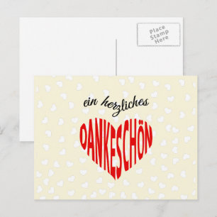 Dankeschon rood hart bedankt briefkaart